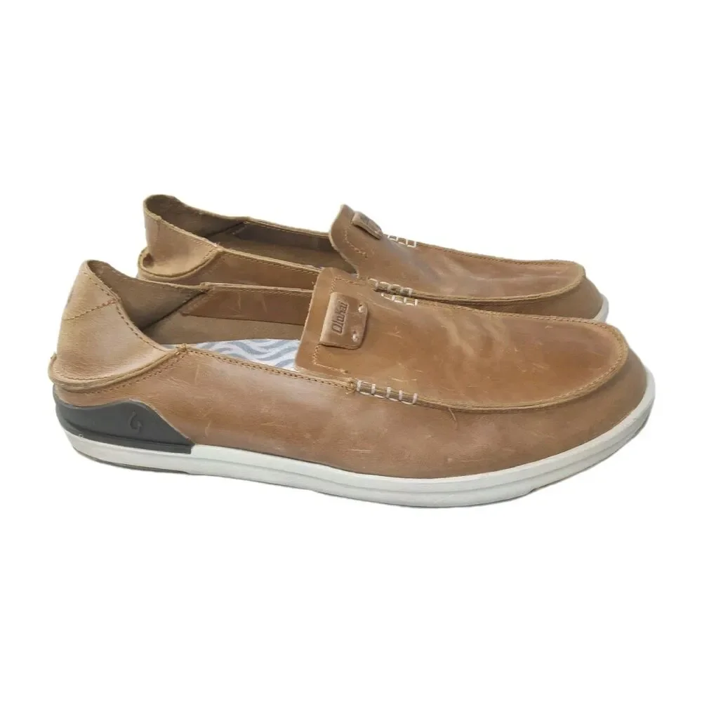 Olukai Kākaha Nia Leather Slip-On Shoes Men’s Size 11.5 Fox Brown Retail $130